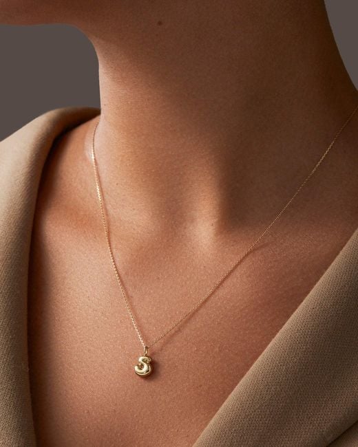 Jenny Bird White 14k Gold Bubble Letter Necklace - S