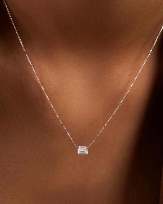 Jenny Bird Natural 14k Stacked Baguette Diamond Necklace