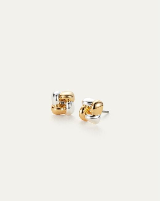 Jenny Bird White Mini Woven Square Earrings