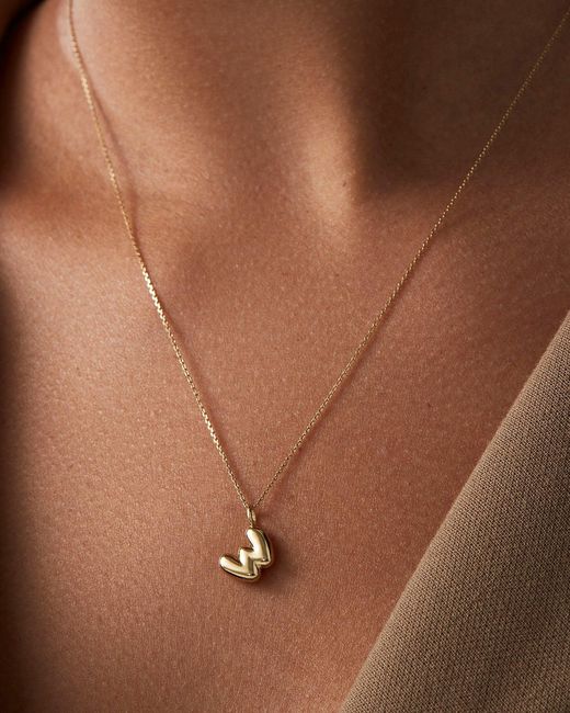 Jenny Bird White 14k Gold Bubble Letter Necklace - W