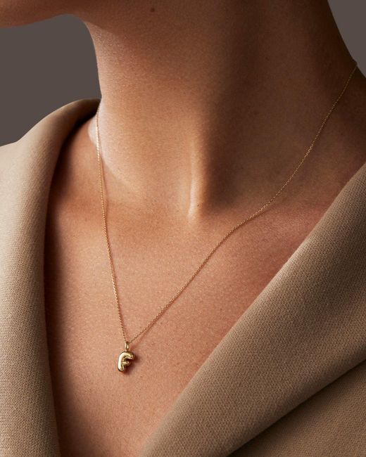 Jenny Bird Natural 14k Gold Bubble Letter Necklace - F