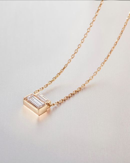 Jenny Bird White 10k Stacked Baguette Diamond Necklace