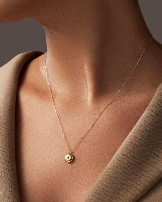 Jenny Bird White 14k Gold Bubble Letter Necklace - O