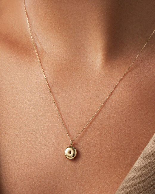 Jenny Bird White 14k Gold Bubble Letter Necklace - O
