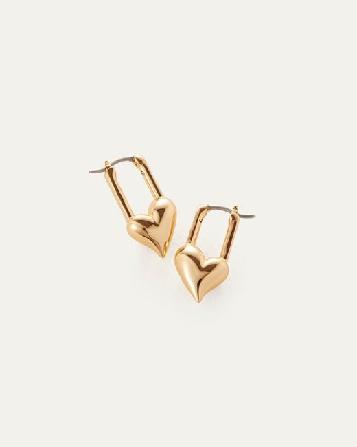 Jenny Bird Natural Padlock Heart Huggie Earrings