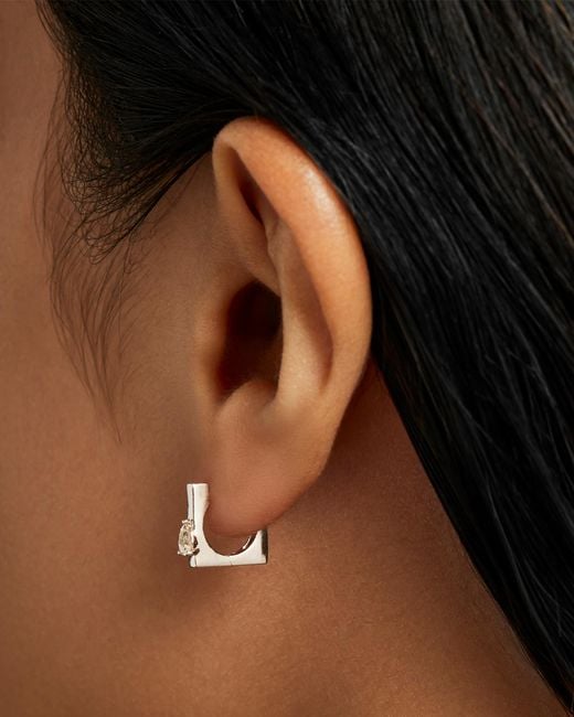 Jenny Bird Natural 14k Pear Cut Diamond Huggie Earrings