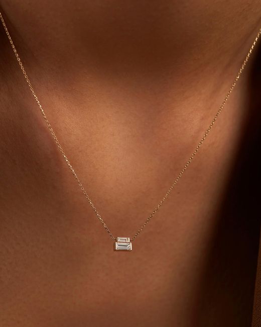 Jenny Bird Natural 14k Stacked Baguette Diamond Necklace