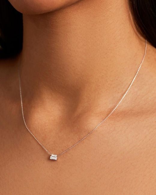 Jenny Bird Natural 14k Stacked Baguette Diamond Necklace