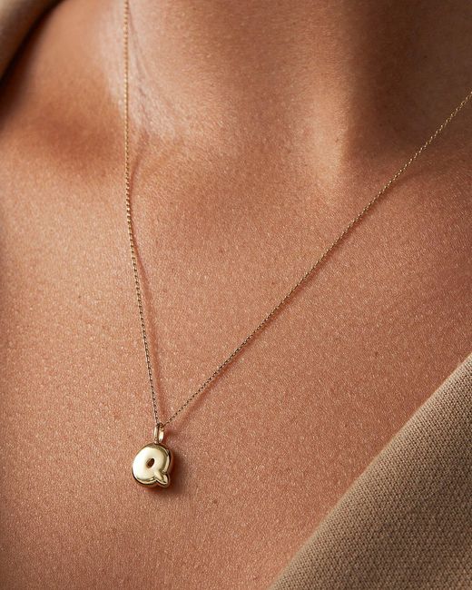 Jenny Bird White 14k Gold Bubble Letter Necklace - Q