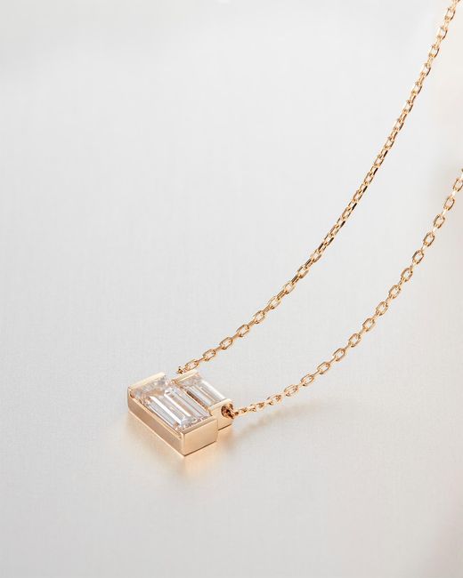 Jenny Bird Natural 14k Stacked Baguette Diamond Necklace
