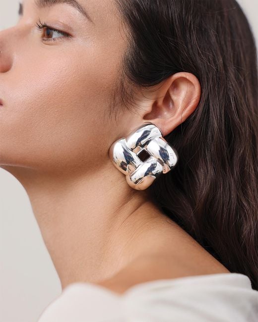 Jenny Bird Metallic Mega Woven Square Earrings