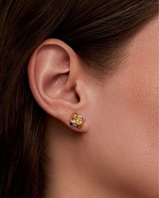 Jenny Bird White Mini Woven Square Earrings