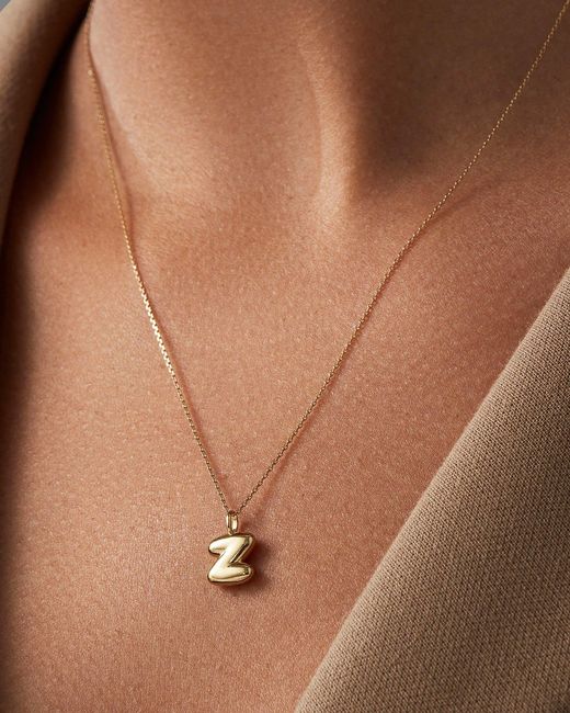 Jenny Bird White 14k Gold Bubble Letter Necklace - Z