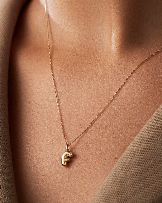 Jenny Bird Natural 14k Gold Bubble Letter Necklace - F