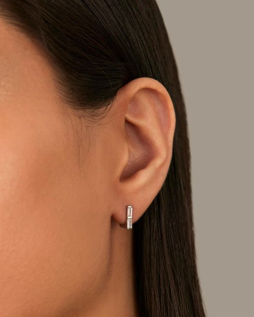 Jenny Bird Natural 10k Stacked Baguette Diamond Huggie Earrings