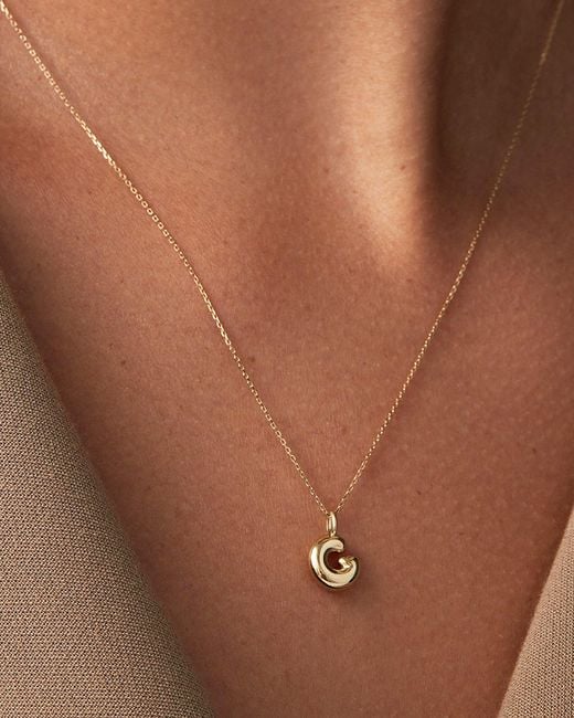 Jenny Bird White 14k Gold Bubble Letter Necklace - G
