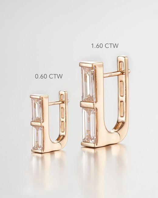 Jenny Bird Natural 10k Stacked Baguette Diamond Huggie Earrings