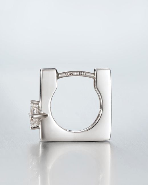 Jenny Bird Metallic 10k Princess Cut Diamond Huggie Earrings