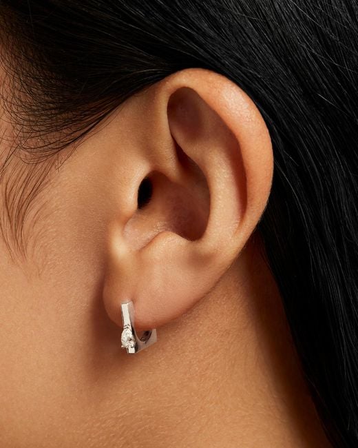 Jenny Bird Natural 10k Pear Cut Diamond Huggie Earrings