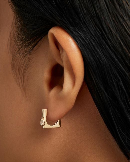 Jenny Bird Natural 14k Pear Cut Diamond Huggie Earrings