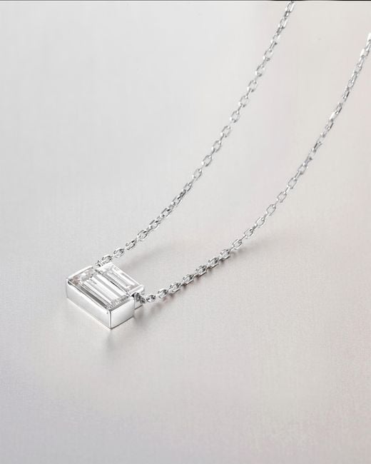 Jenny Bird White 14k Stacked Baguette Diamond Necklace