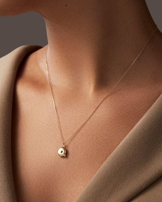 Jenny Bird White 14k Gold Bubble Letter Necklace - Q