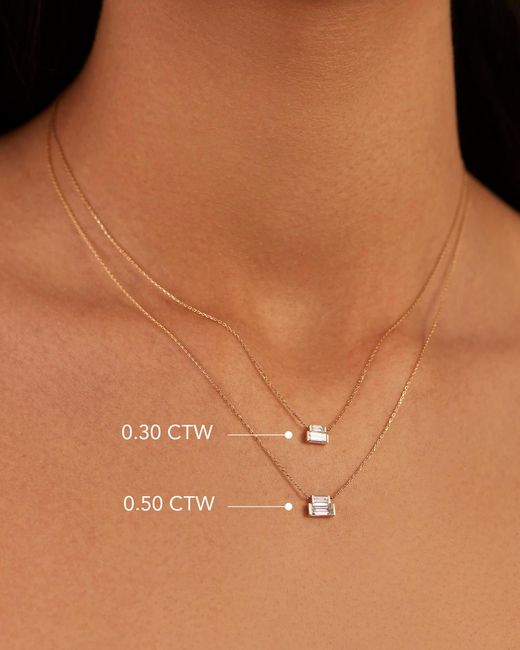 Jenny Bird White 10k Stacked Baguette Diamond Necklace