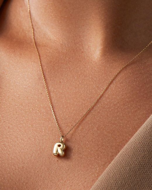 Jenny Bird White 14k Gold Bubble Letter Necklace - R