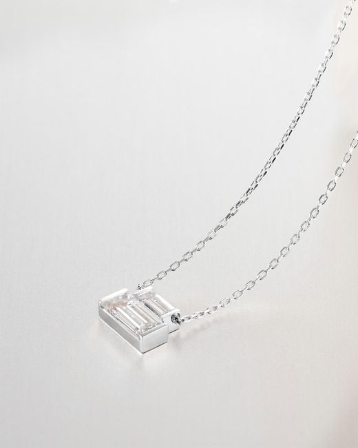 Jenny Bird Natural 14k Stacked Baguette Diamond Necklace