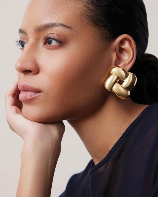 Jenny Bird Metallic Mega Woven Square Earrings