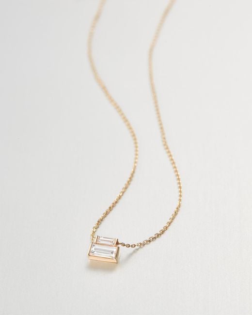 Jenny Bird White 10k Stacked Baguette Diamond Necklace