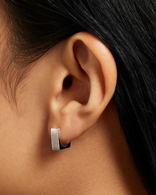 Jenny Bird White 14k Square Huggie Earrings
