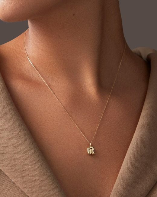 Jenny Bird White 14k Gold Bubble Letter Necklace - R