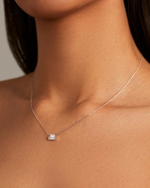 Jenny Bird White 14k Stacked Baguette Diamond Necklace