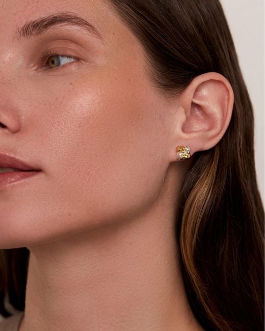 Jenny Bird White Mini Woven Square Earrings
