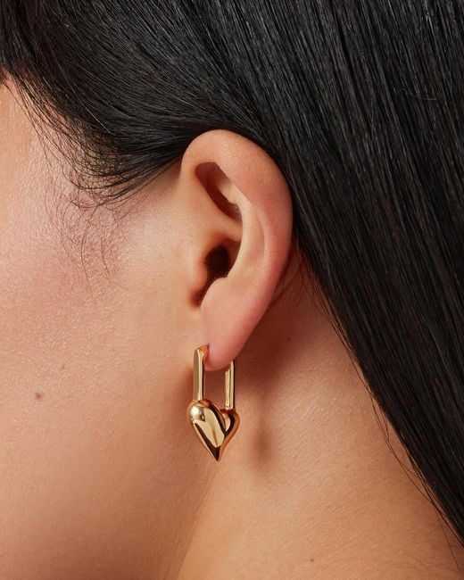 Jenny Bird Natural Padlock Heart Huggie Earrings