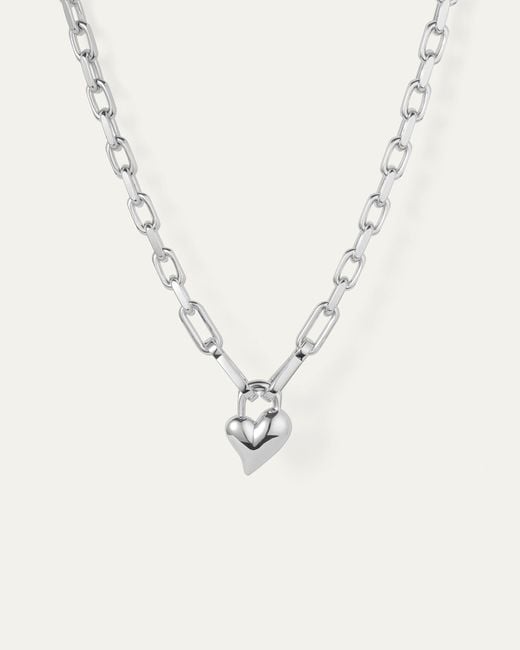 Jenny Bird White Padlock Heart Pendant Necklace