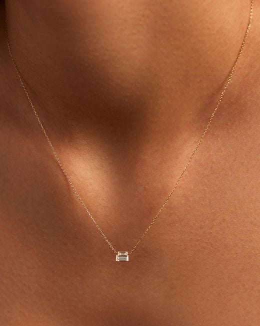Jenny Bird White 10k Stacked Baguette Diamond Necklace
