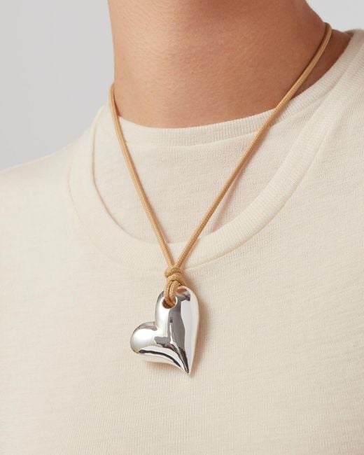 Jenny Bird White Art Heart On A String Necklace