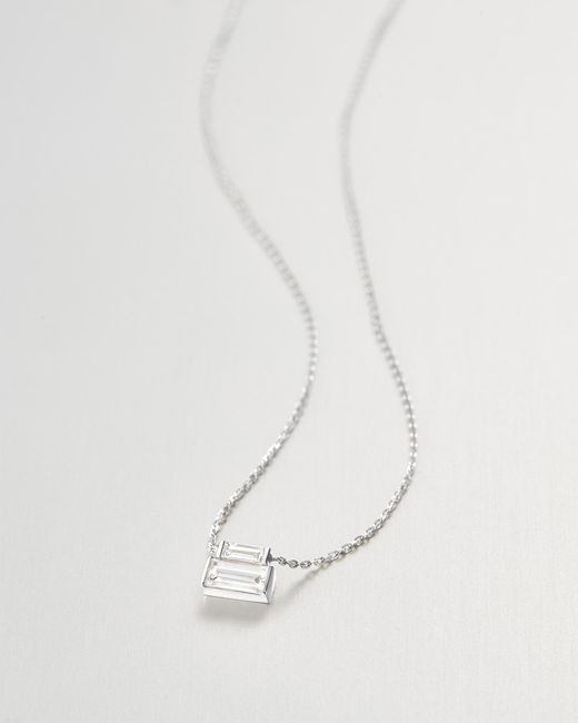 Jenny Bird White 14k Stacked Baguette Diamond Necklace