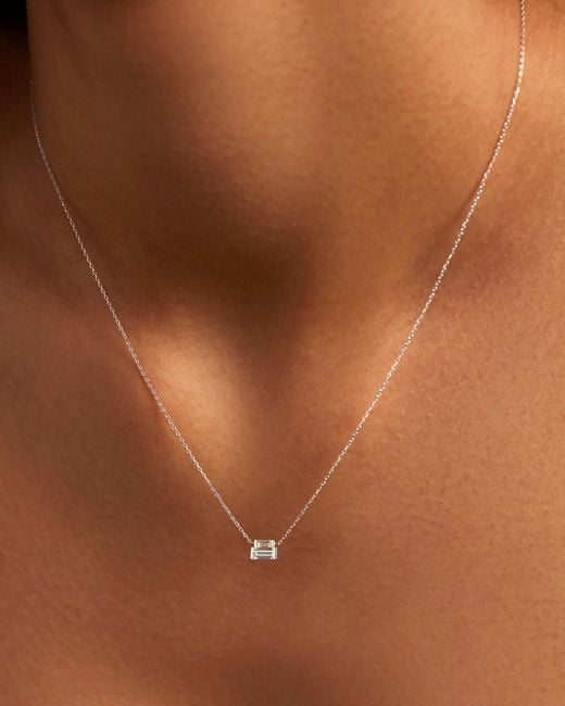 Jenny Bird White 14k Stacked Baguette Diamond Necklace