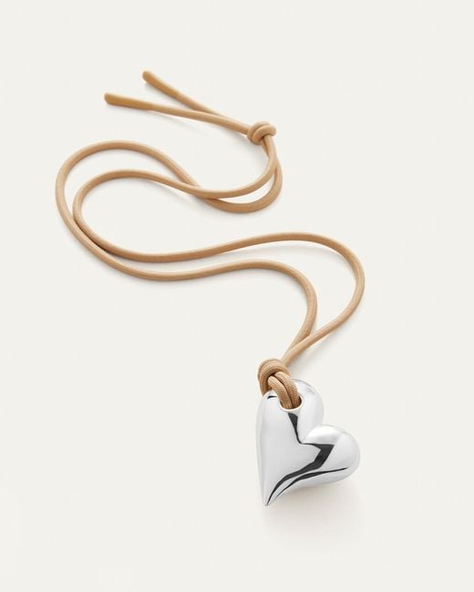 Jenny Bird White Art Heart On A String Necklace