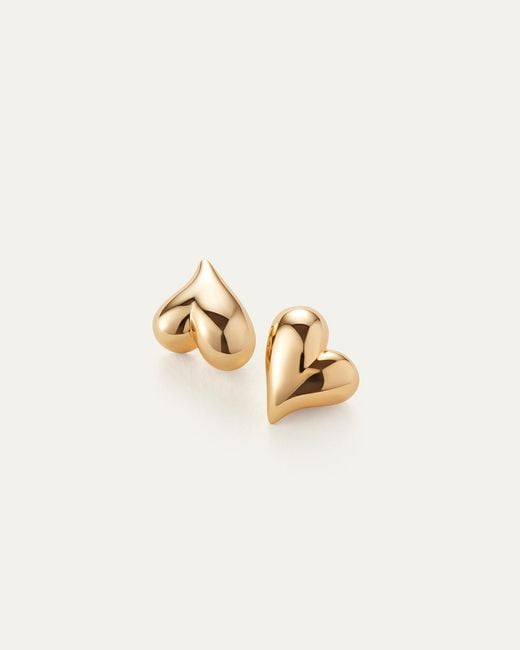 Jenny Bird Natural Art Heart Button Earrings