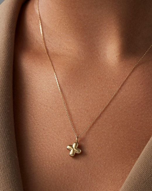 Jenny Bird White 14k Gold Bubble Letter Necklace - X