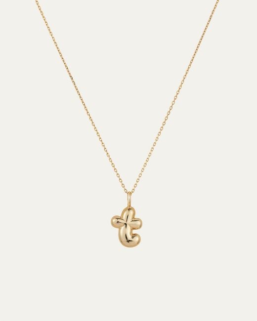 Jenny Bird White 14k Gold Bubble Letter Necklace - T