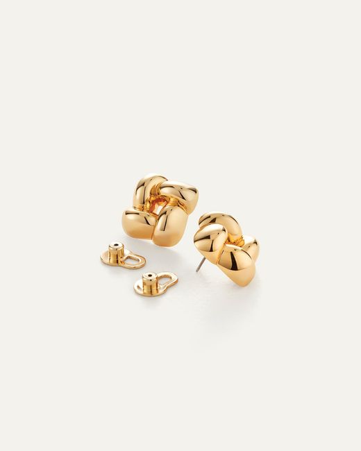 Jenny Bird White Small Woven Square Earrings