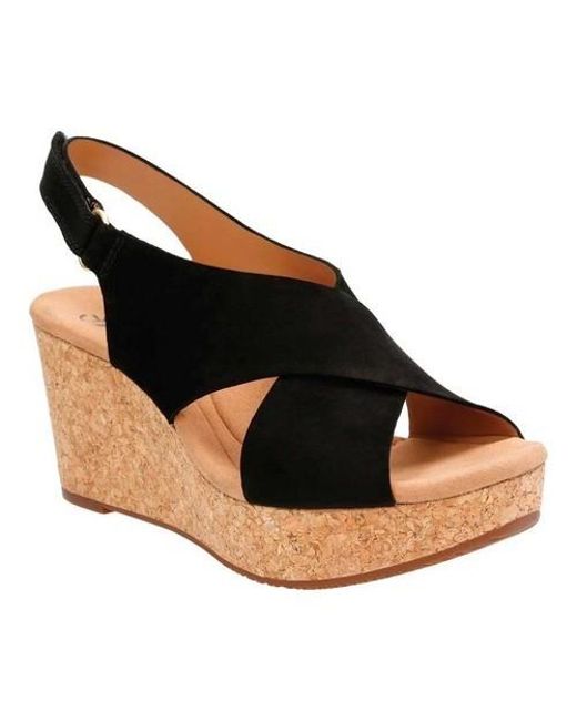 Clarks Women/'s Annadel Eirwyn Gold Metallic Cork Wedge Sandals Shoes
