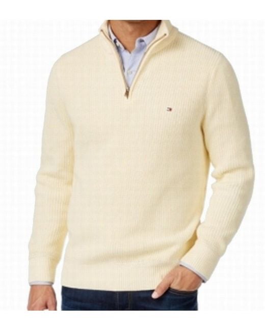 Tommy hilfiger Yellow Mens Size Large L Ribbed 1/2 Zip Sweater in ...