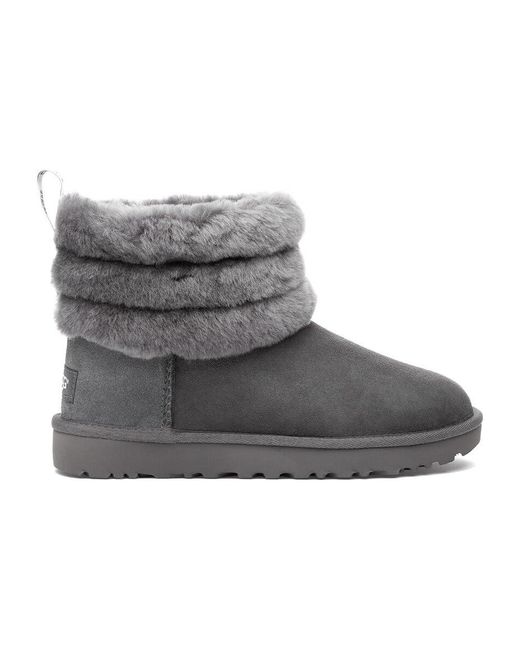 UGG Suede W Fluff Mini Quilted Charcoal in Grey (Gray) - Save 73% | Lyst