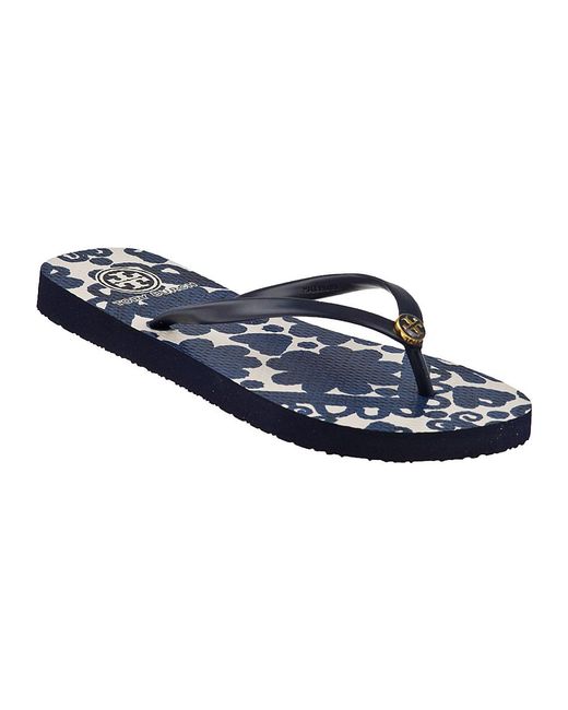 Tory Burch Rubber Thin Printed Flip Flop Navy in Blue | Lyst
